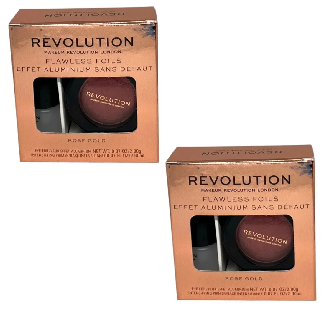 Pack of 2 Makeup Revolution Flawless Foils Eyeshadow, Rose Gold