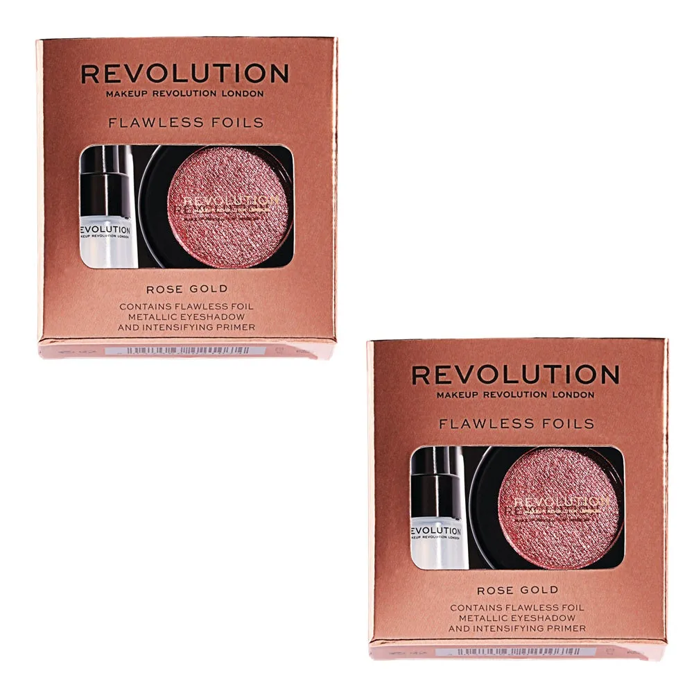 Pack of 2 Makeup Revolution Flawless Foils Eyeshadow, Rose Gold