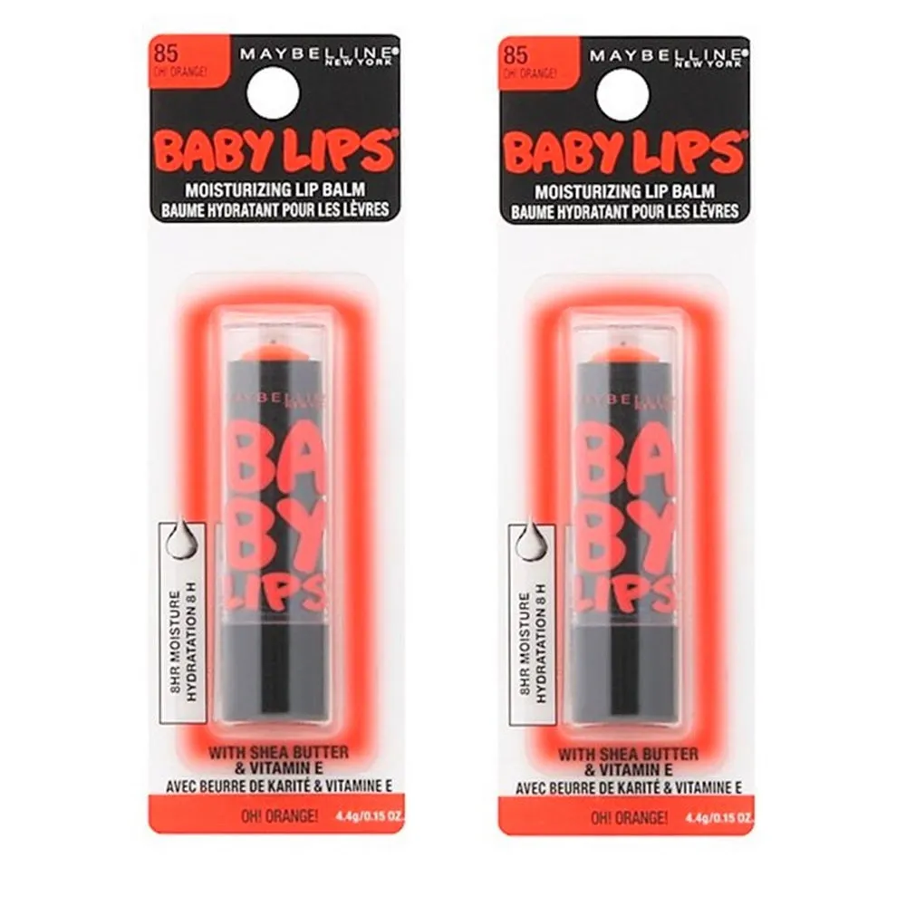 Pack of 2 Maybelline Baby Lips Moisturizing Lip Balm, Oh! Orange 85