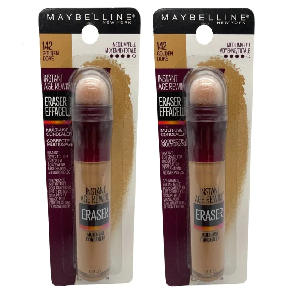 Pack of 2 Maybelline New York Instant Age Rewind Instant Eraser Multi-Use Concealer, Golden  # 142
