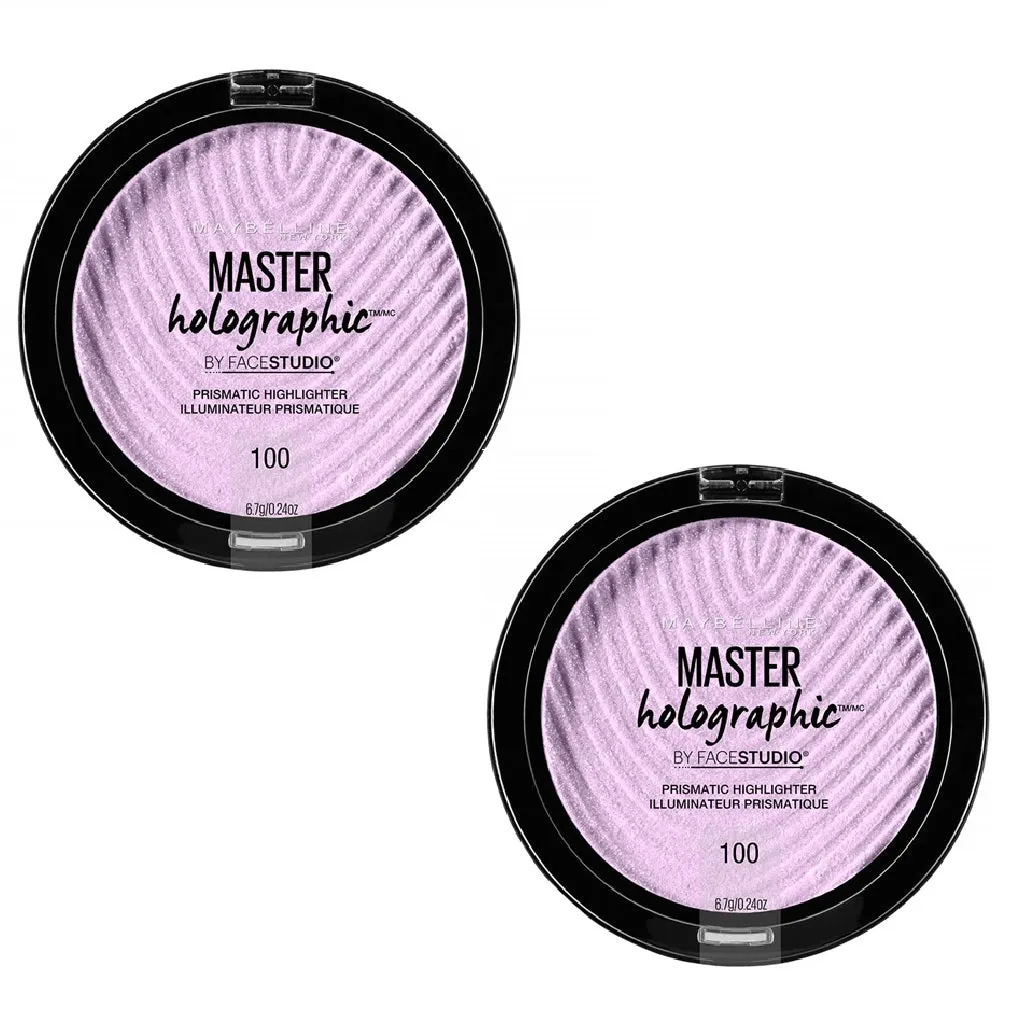 Pack of 2 Maybelline New York Master Holographic Prismatic Highlighter Makeup, 100 Purple