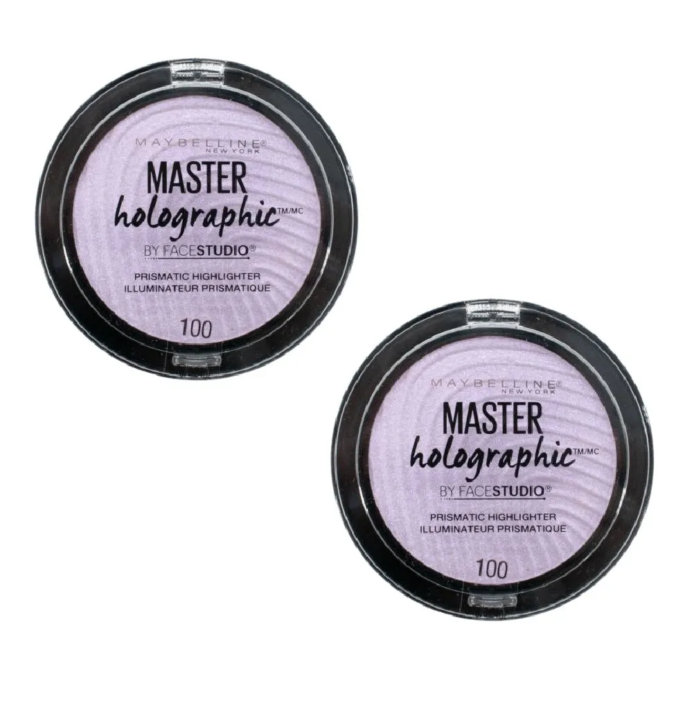 Pack of 2 Maybelline New York Master Holographic Prismatic Highlighter Makeup, 100 Purple