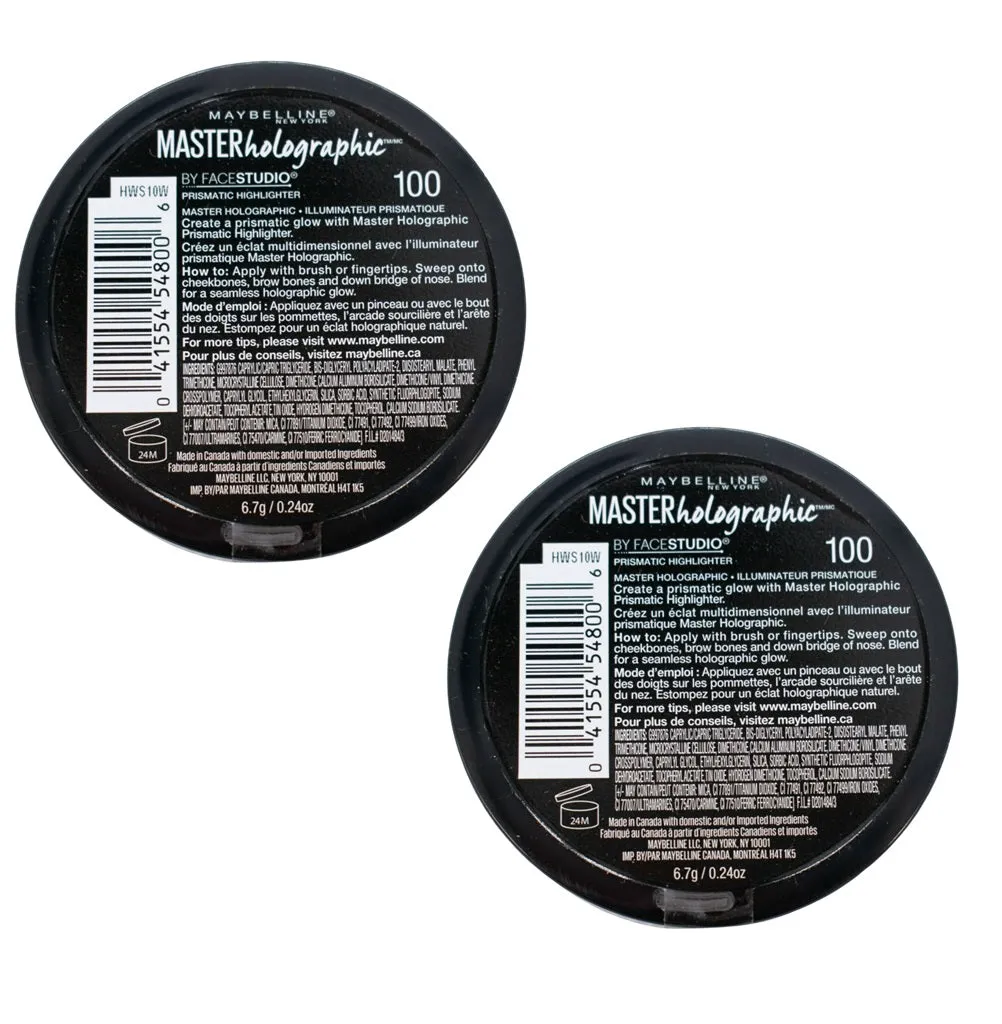 Pack of 2 Maybelline New York Master Holographic Prismatic Highlighter Makeup, 100 Purple