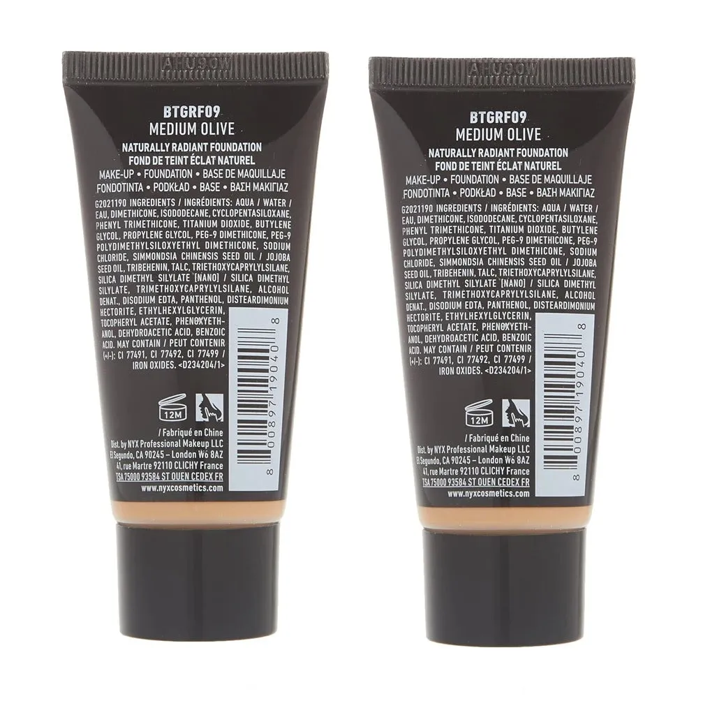 Pack of 2 NYX Born to Glow! Naturally Radiant Foundation, Medium Olive BTGRF09