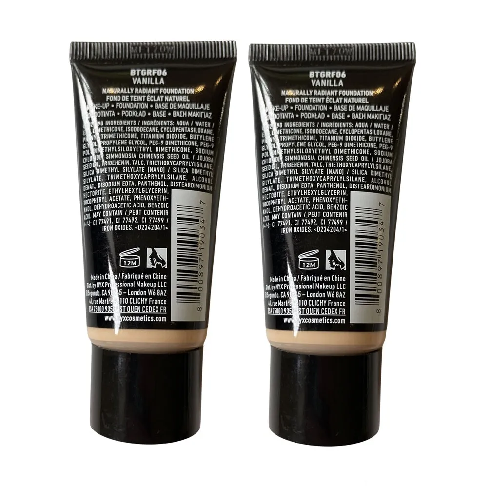 Pack of 2 NYX Born to Glow! Naturally Radiant Foundation, Vanilla BTGRF06