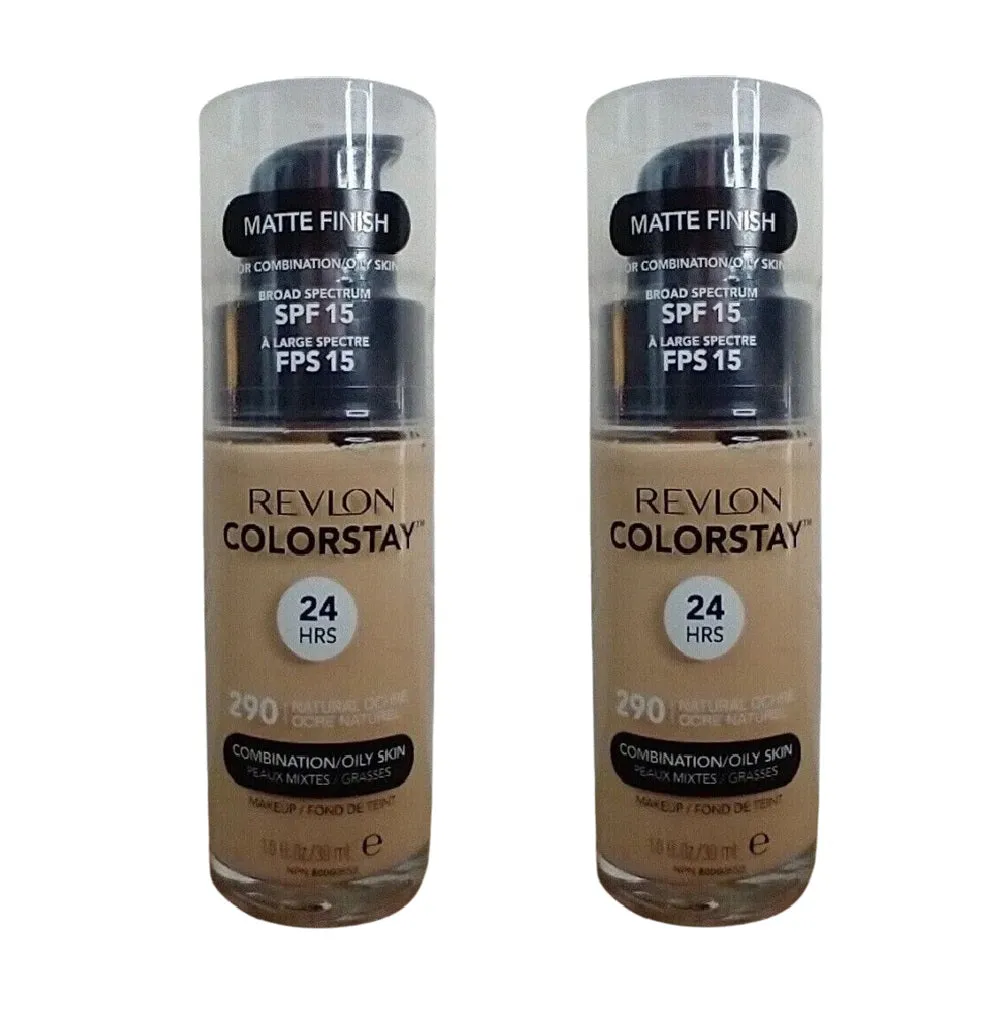 Pack of 2 Revlon Colorstay Combination/Oily Makeup, Matte Finish, Natural Ochre 290