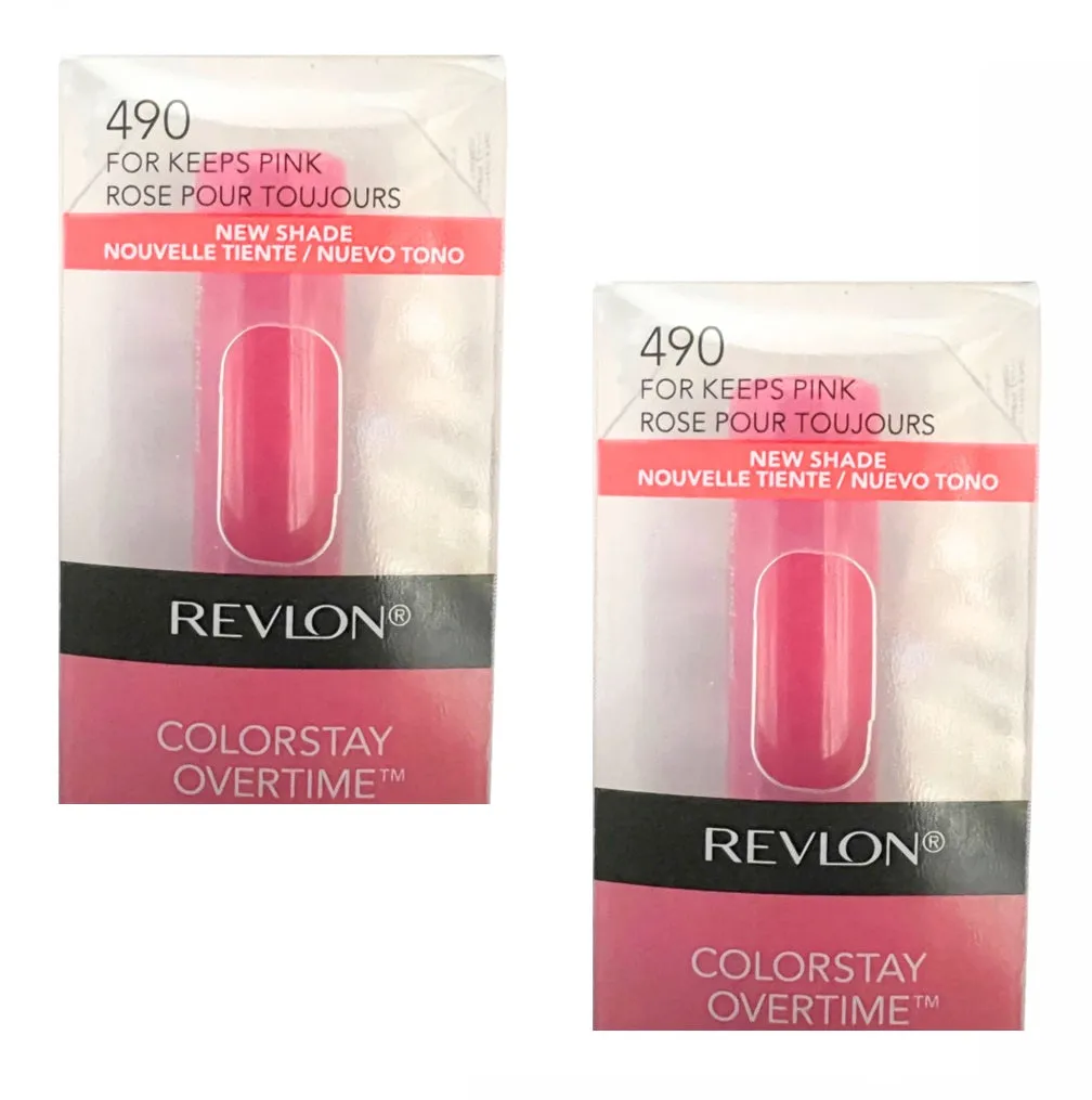 Pack of 2 Revlon ColorStay Overtime Lipcolor, For Keeps Pink 490