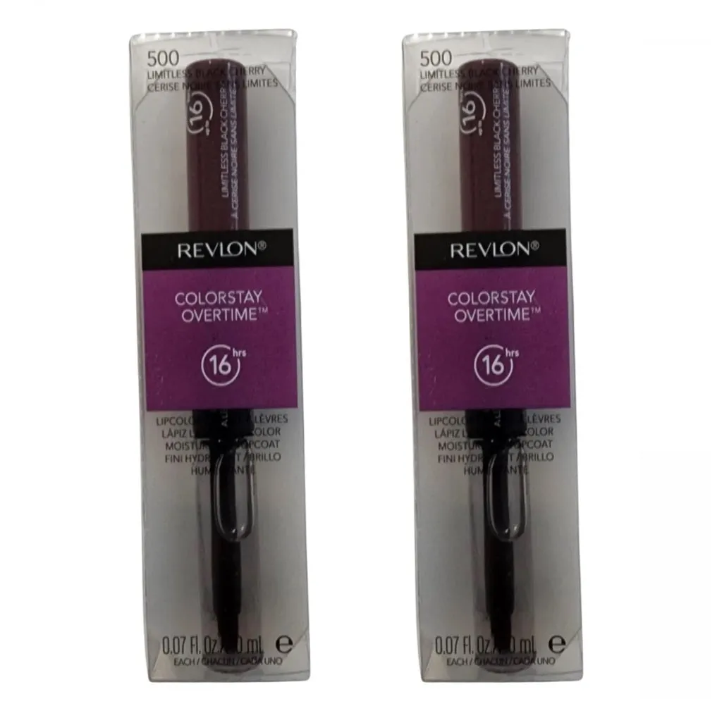 Pack of 2 Revlon ColorStay Overtime Lipcolor, Limitless Black Cherry 500