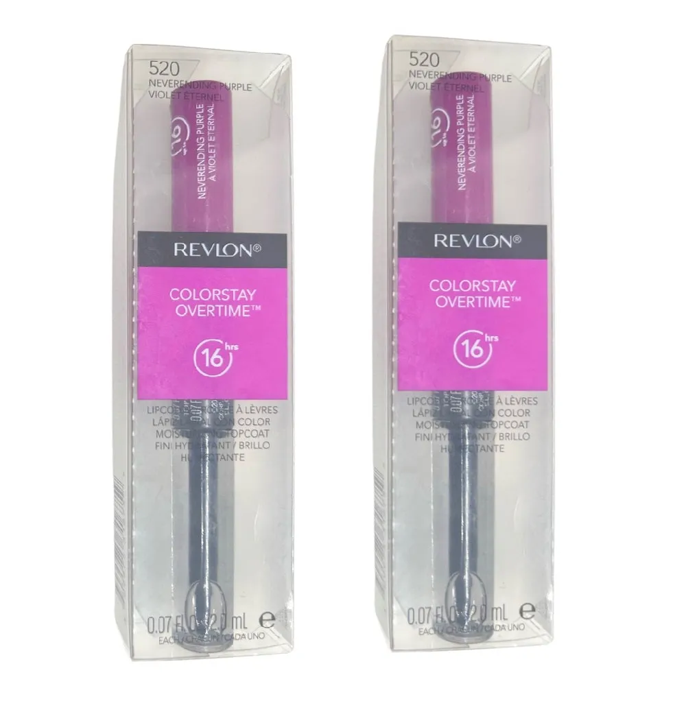 Pack of 2 Revlon ColorStay Overtime Lipcolor, Neverending Purple 520