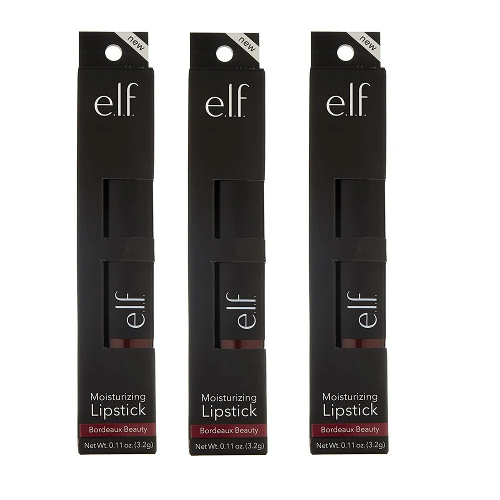 Pack of 3 e.l.f. Moisturizing Lipstick, Bordeaux Beauty 82645