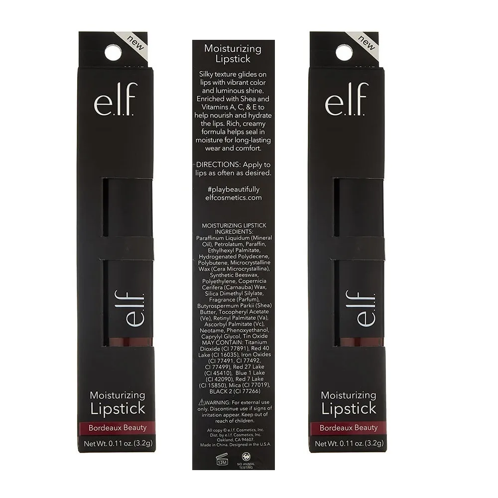Pack of 3 e.l.f. Moisturizing Lipstick, Bordeaux Beauty 82645