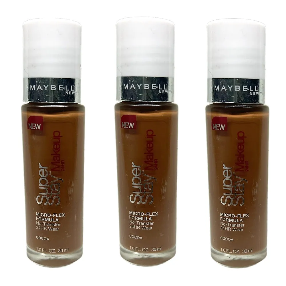 Pack of 3 Maybelline New York Super Stay 24hr Makeup, Cocoa