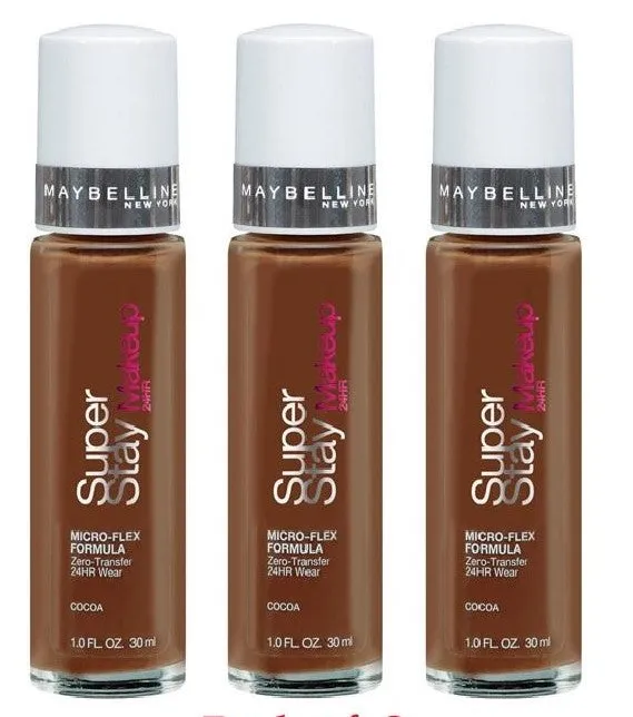Pack of 3 Maybelline New York Super Stay 24hr Makeup, Cocoa