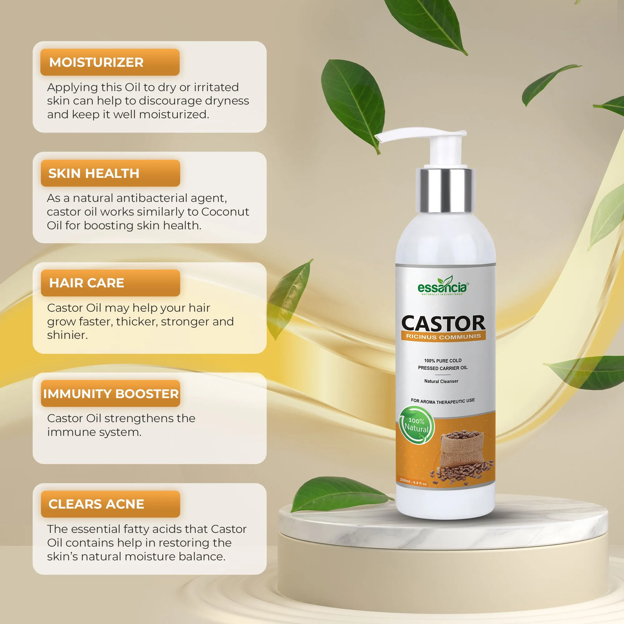Pack of 6 Carrier oils (Almond, Apricot, Castor, Coconut, Olive, Sesame)