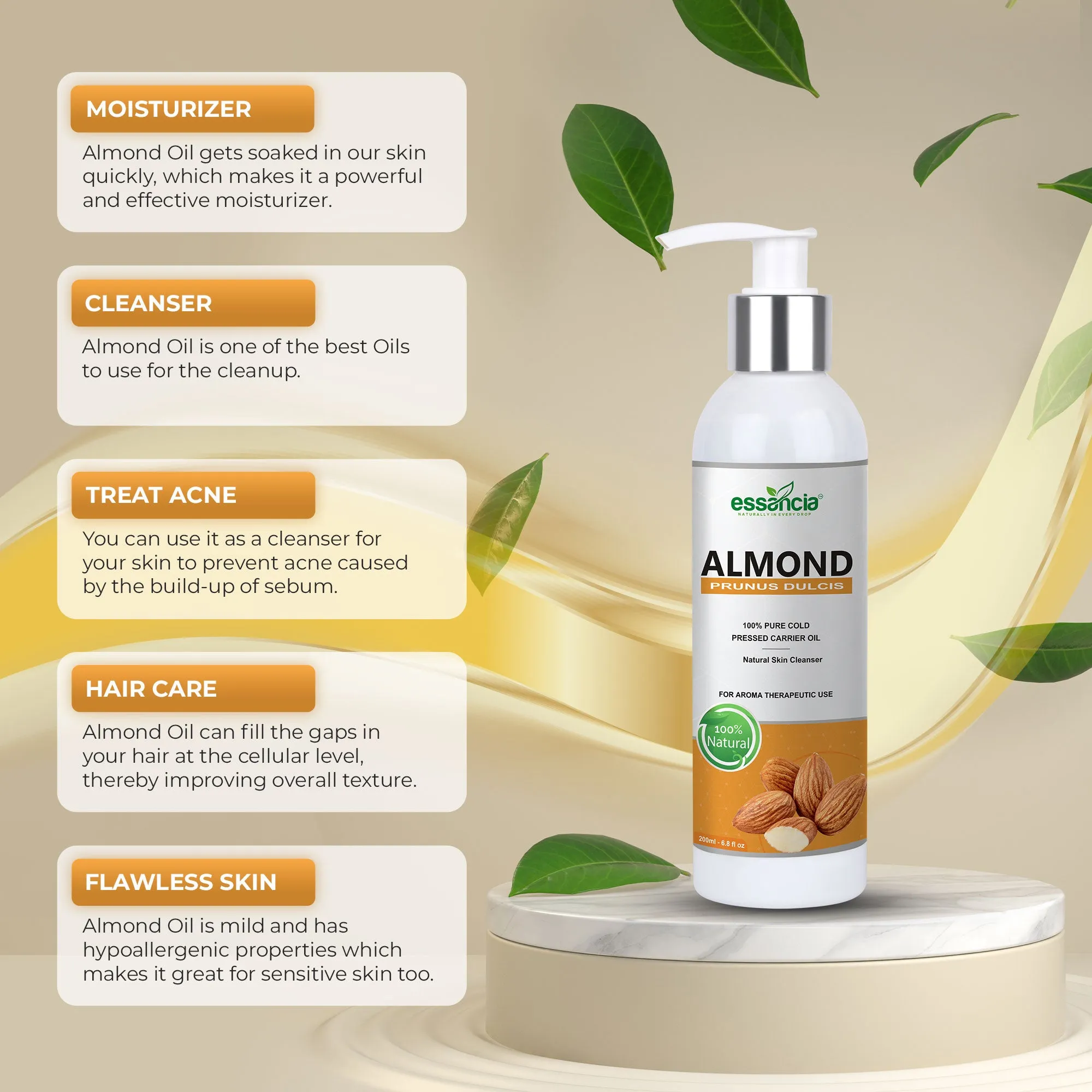 Pack of 6 Carrier oils (Almond, Apricot, Castor, Coconut, Olive, Sesame)