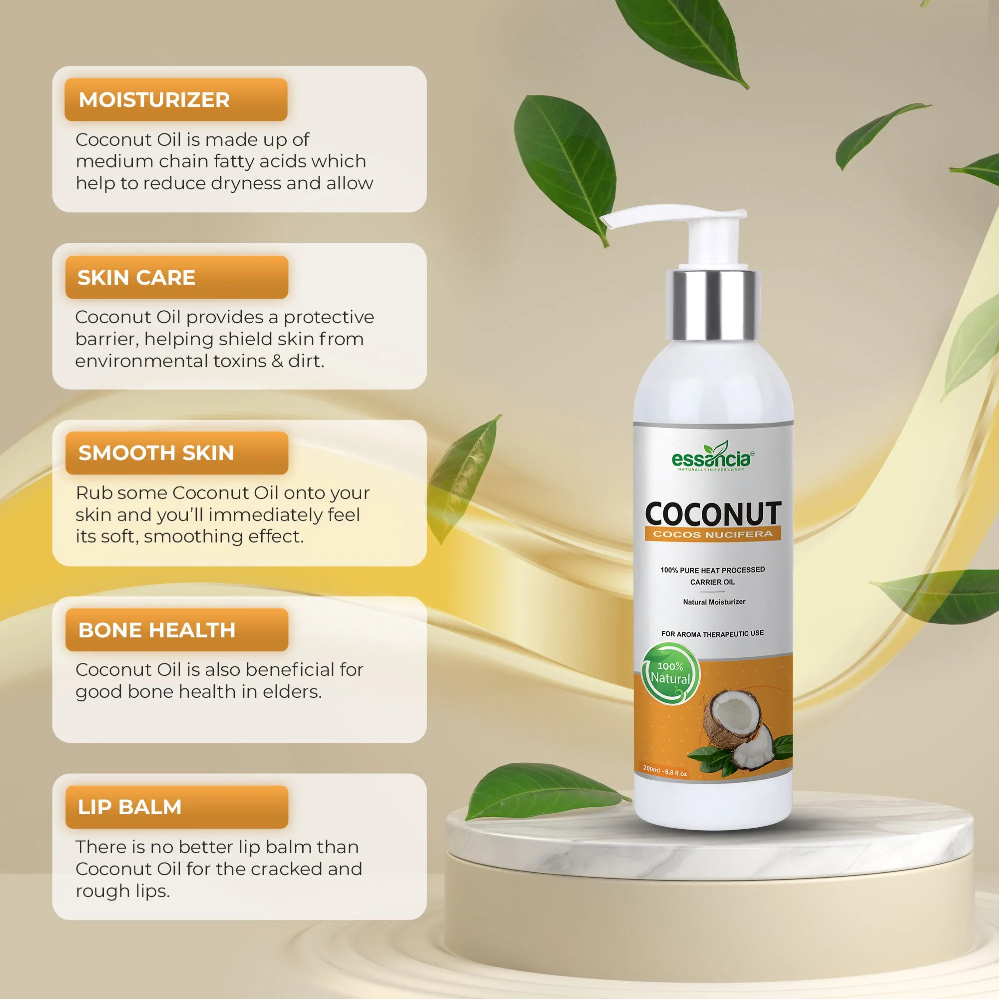 Pack of 6 Carrier oils (Almond, Apricot, Castor, Coconut, Olive, Sesame)