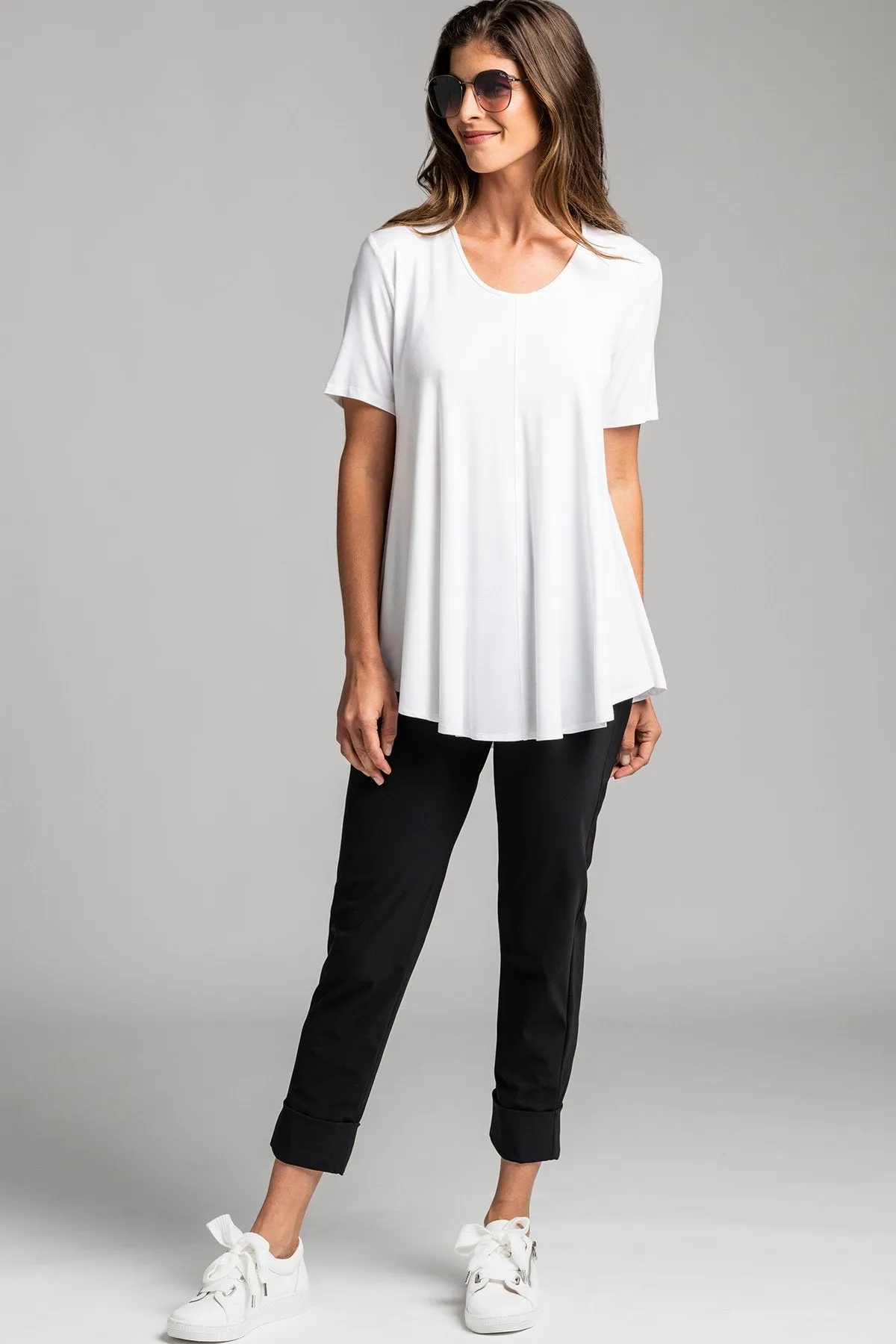 PAULA RYAN ESSENTIALS Wide Cuff Capri Pant - Classic Microjersey Black