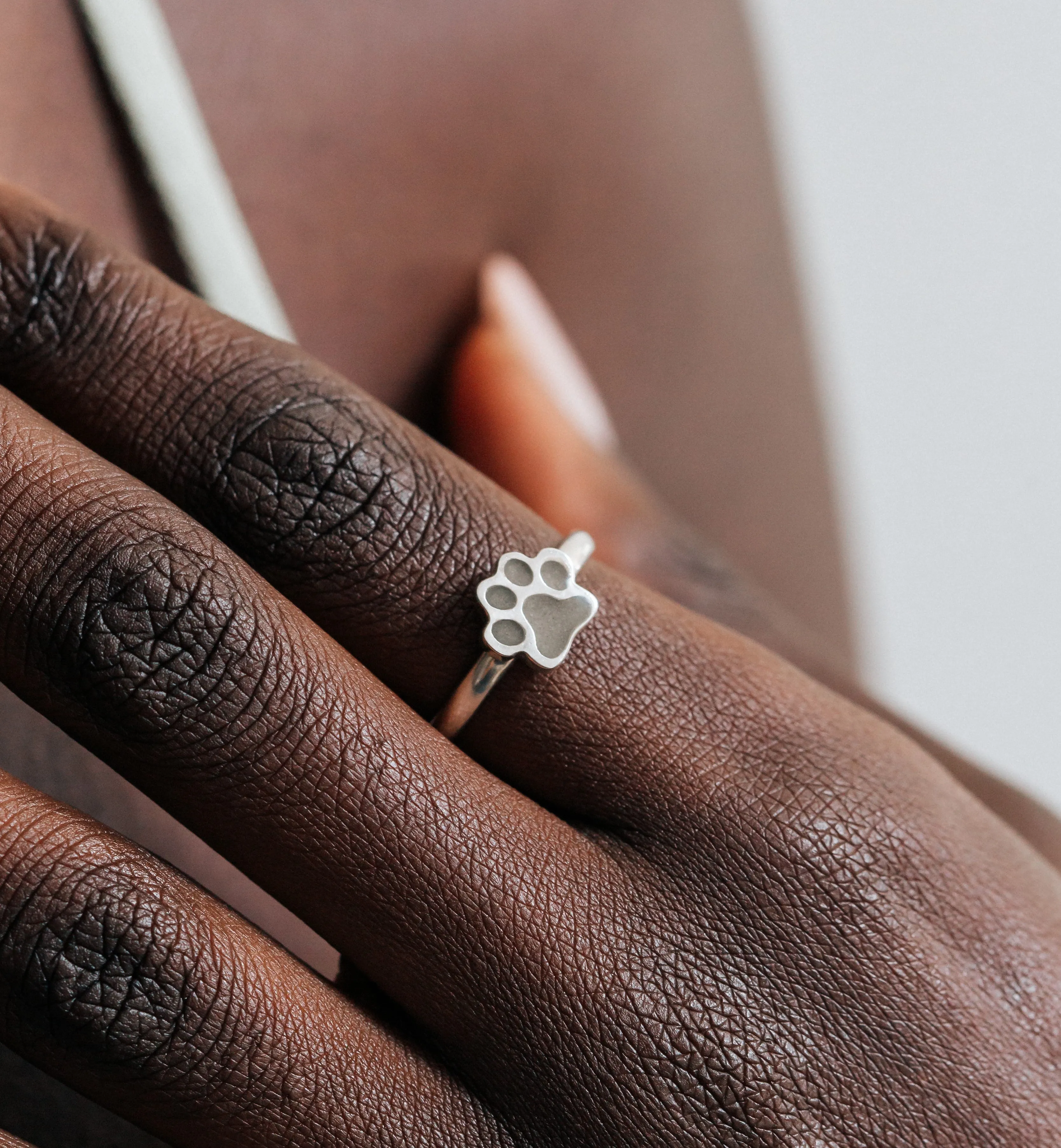 Paw Print Stacking Cremation Ring in 14K Yellow Gold