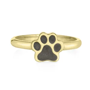 Paw Print Stacking Cremation Ring in 14K Yellow Gold