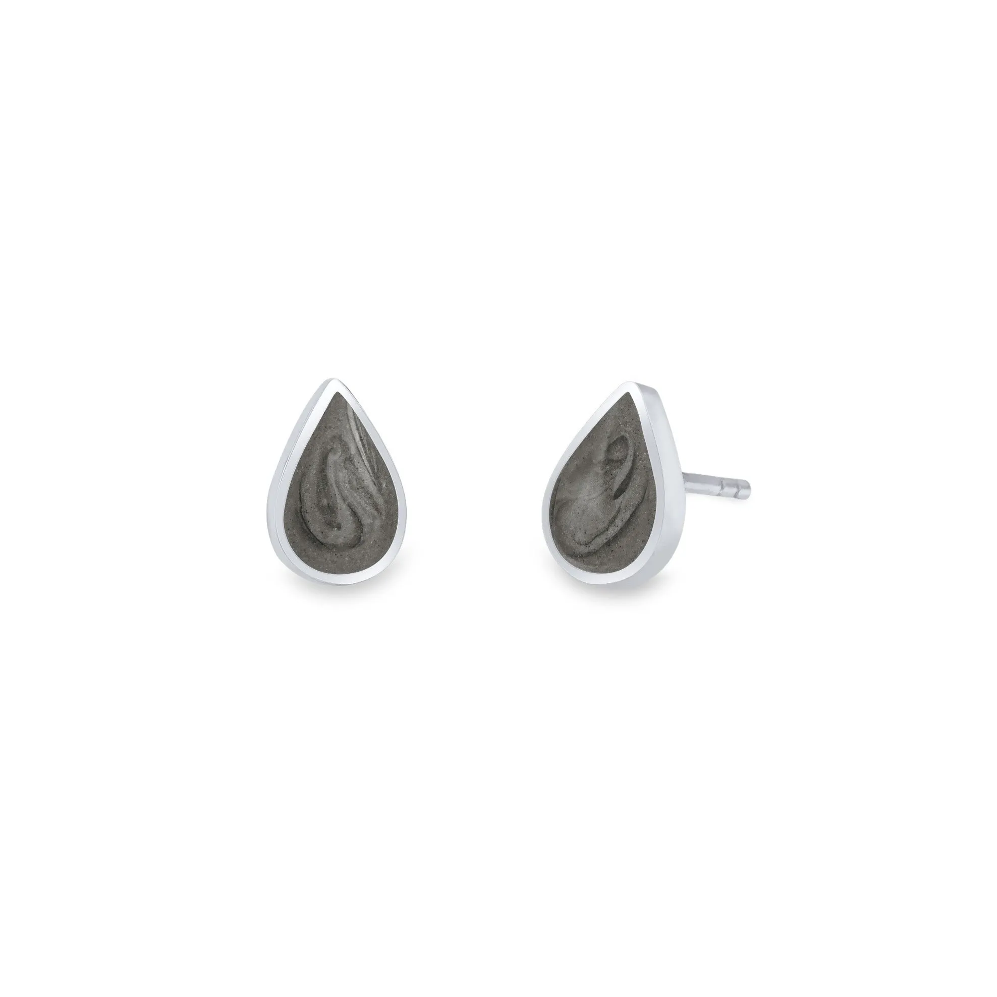 Pear Stud Cremation Earrings in 14K White Gold