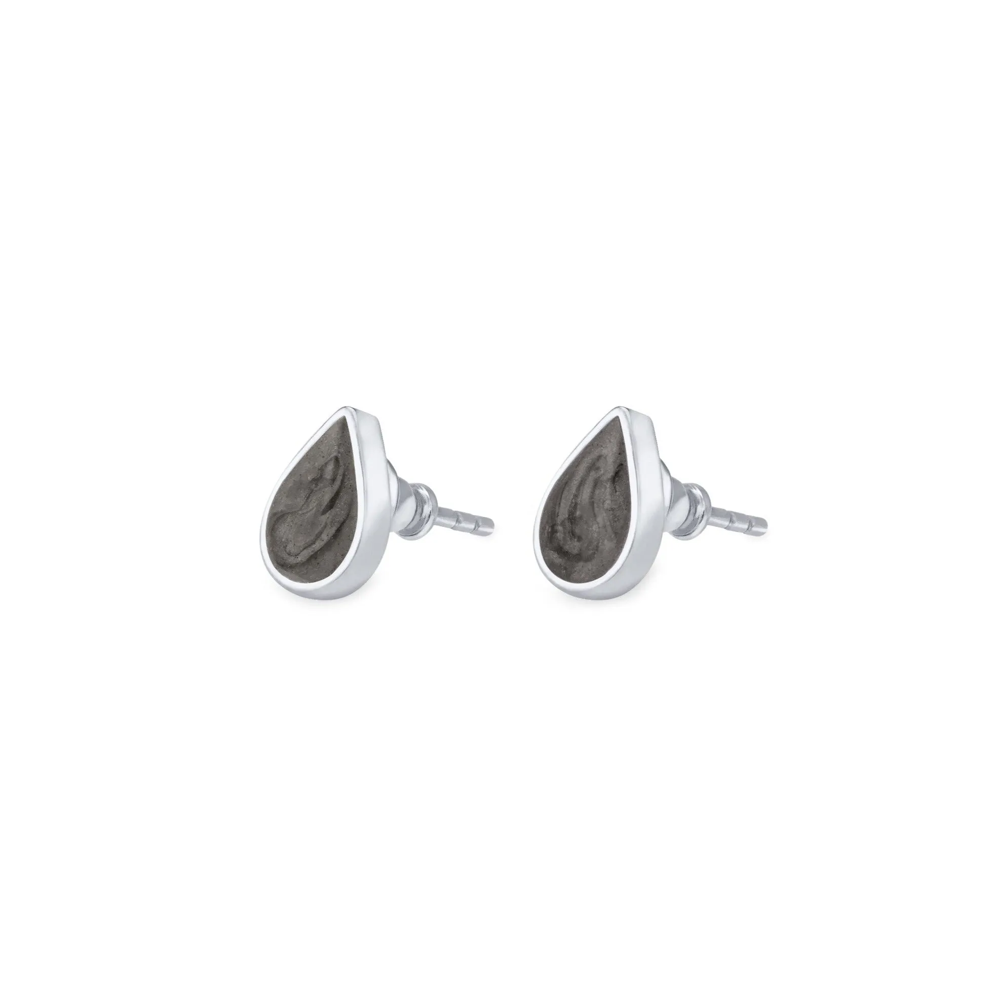 Pear Stud Cremation Earrings in 14K White Gold
