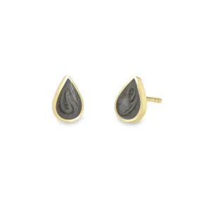 Pear Stud Cremation Earrings in 14K Yellow Gold