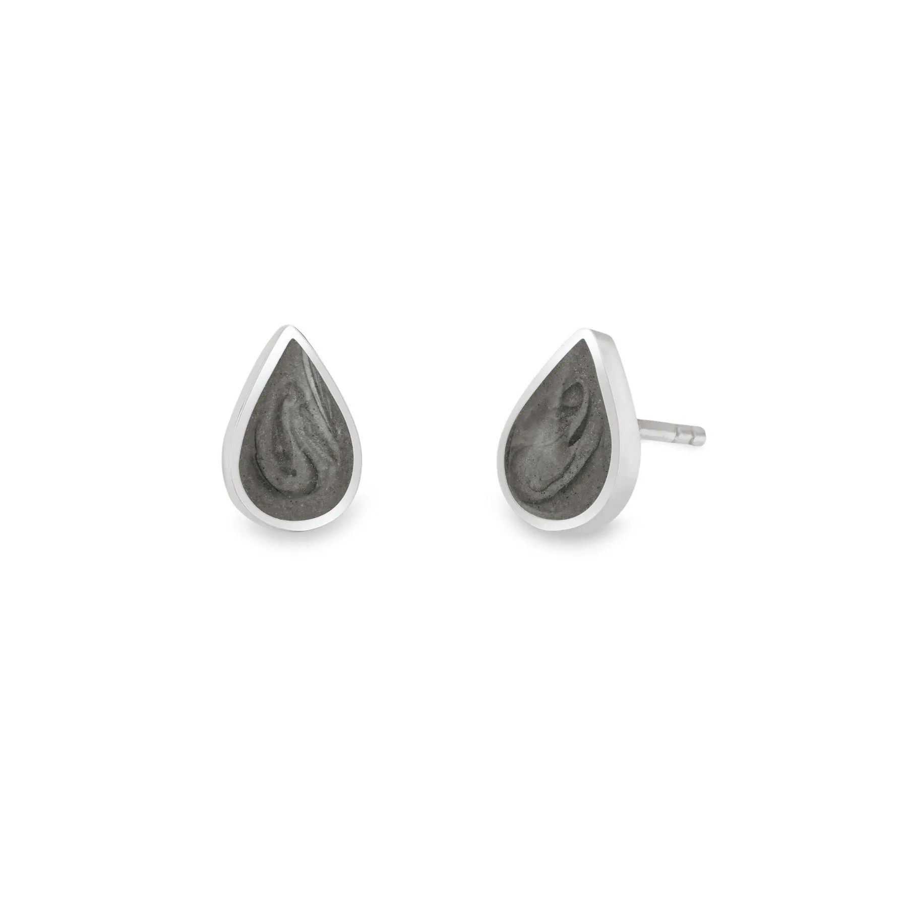 Pear Stud Cremation Earrings in Sterling Silver
