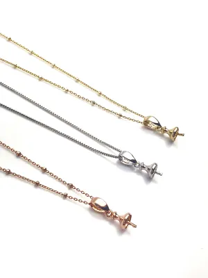 Pearl Pendant Setting - 14K Yellow Gold, Rose Gold, White Gold - Setting only. No pearl included. TP26.