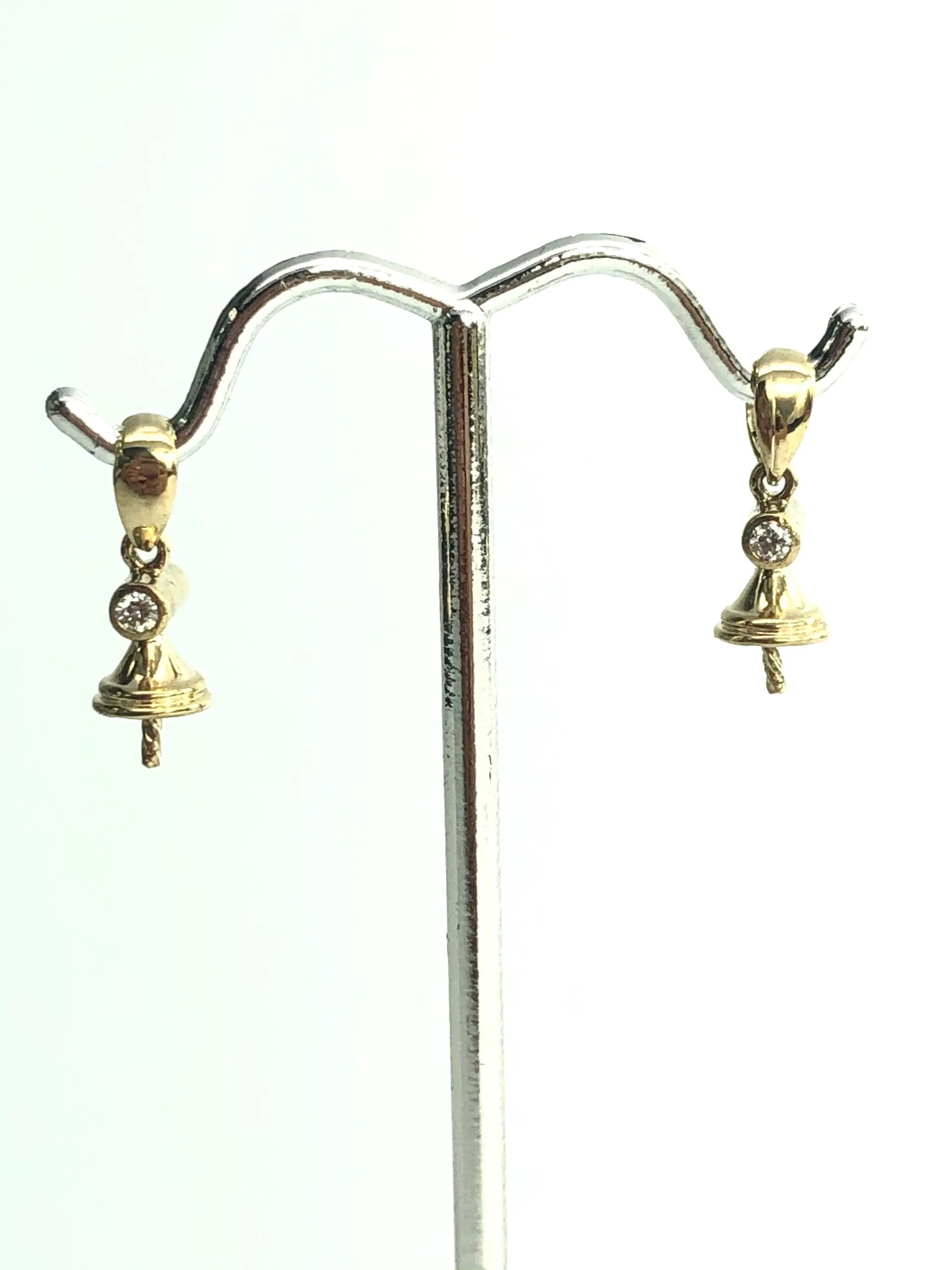 Pearl Pendant Setting - 14K Yellow Gold, Rose Gold, White Gold with Diamond - Setting only. No pearl included. Z1090