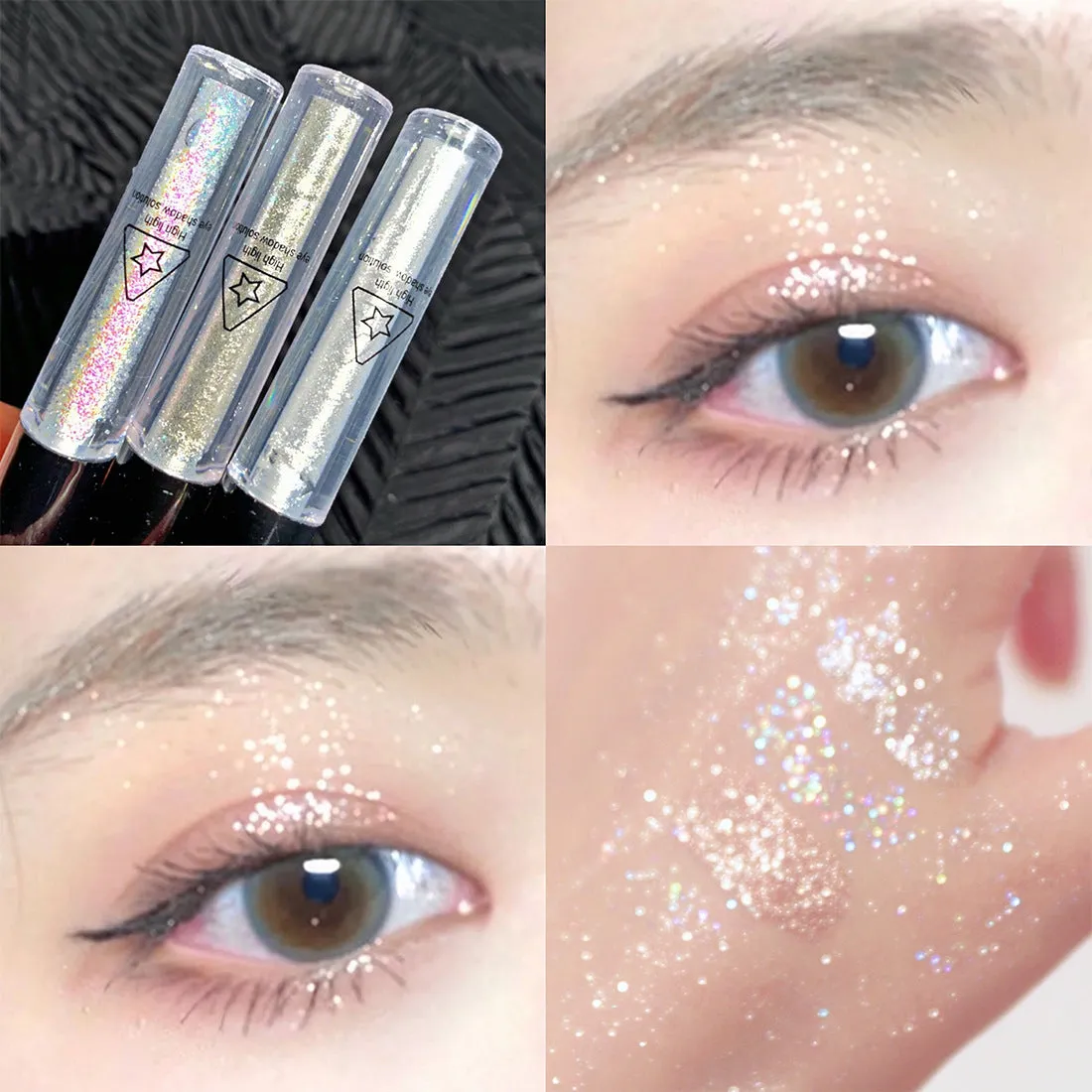 Pearlescent Shiny Eyeshadow Waterproof Long Lasting Diamond Glitter Liquid Eye Shadow Makeup Highlighter Pigment Cosmetics