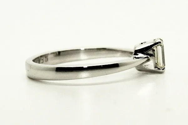 Petite 4 Prong Emerald Cut Diamond Ring AD No. 0800