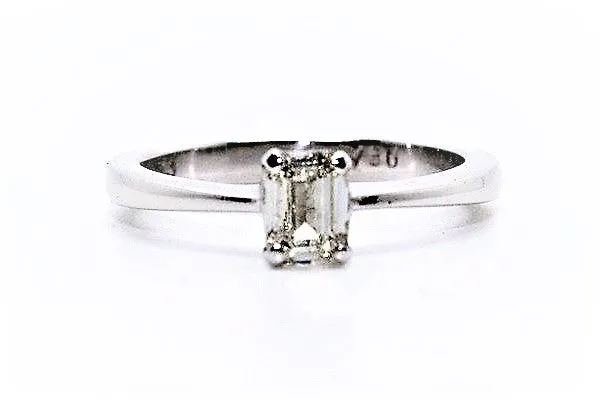 Petite 4 Prong Emerald Cut Diamond Ring AD No. 0800