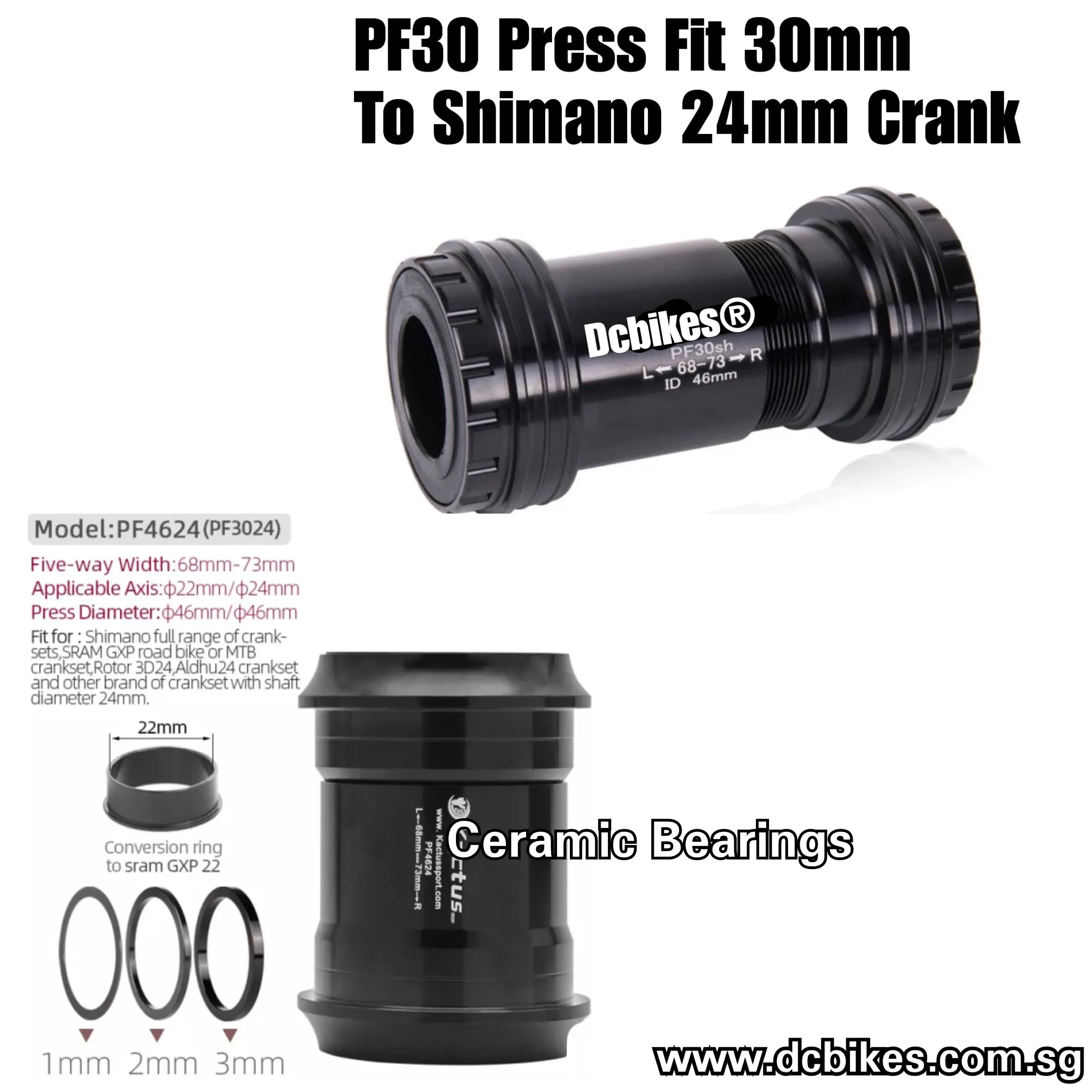 PF30 Press Fit Bottom Brackets BB For Shimano 24mm Crank