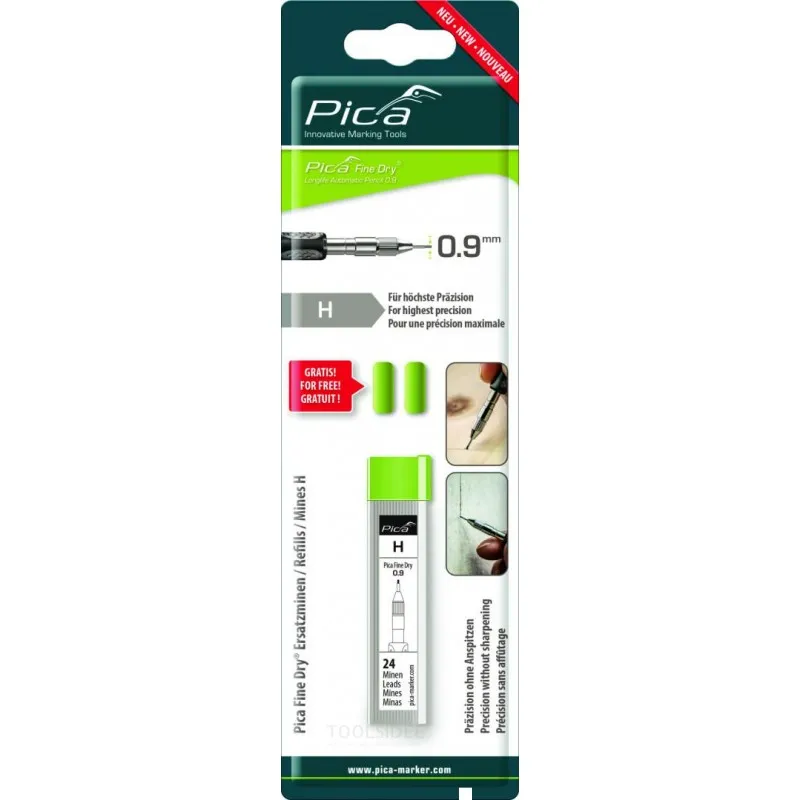 Pica Fine Dry Graphite lead H refills   erasers (PICA-Marker)