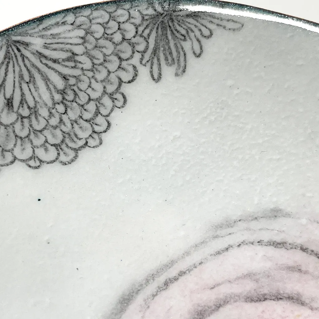 Pink Flower enamelware bowl