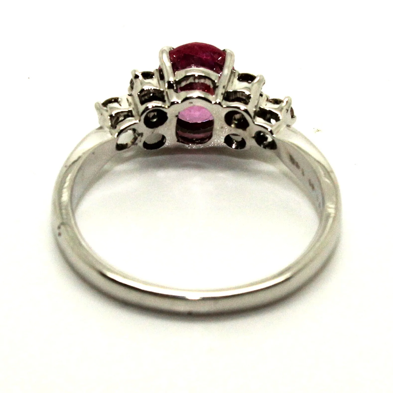 Pink Sapphire And 6 Diamond Ring
