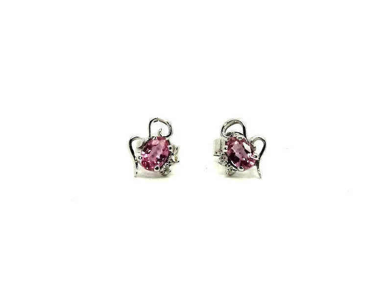 Pink Sapphire And Diamond Trigrand Earring Ad No. 044 (6/4mm)