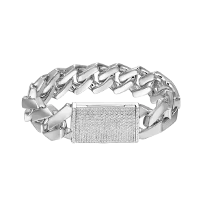 Plain Gold Prong Cuban Link Bracelet - 19mm