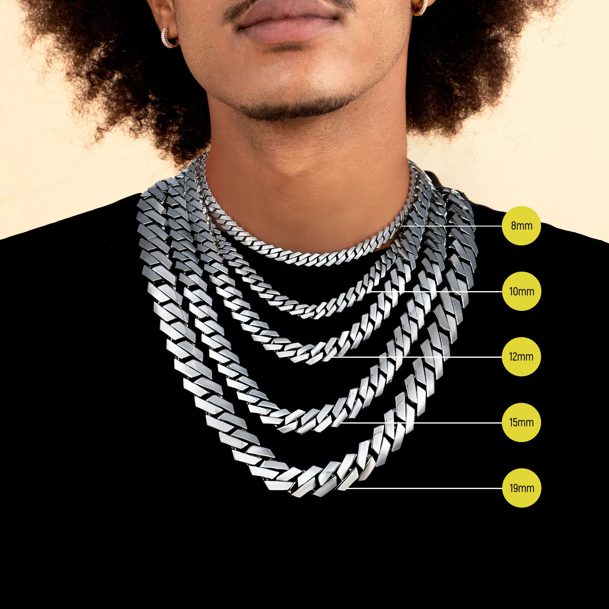 Plain Gold Prong Cuban Link Chain - 10mm