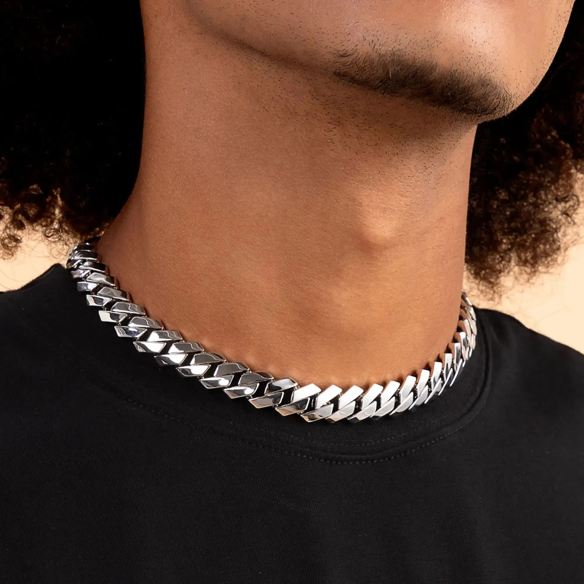 Plain Gold Prong Cuban Link Chain - 10mm