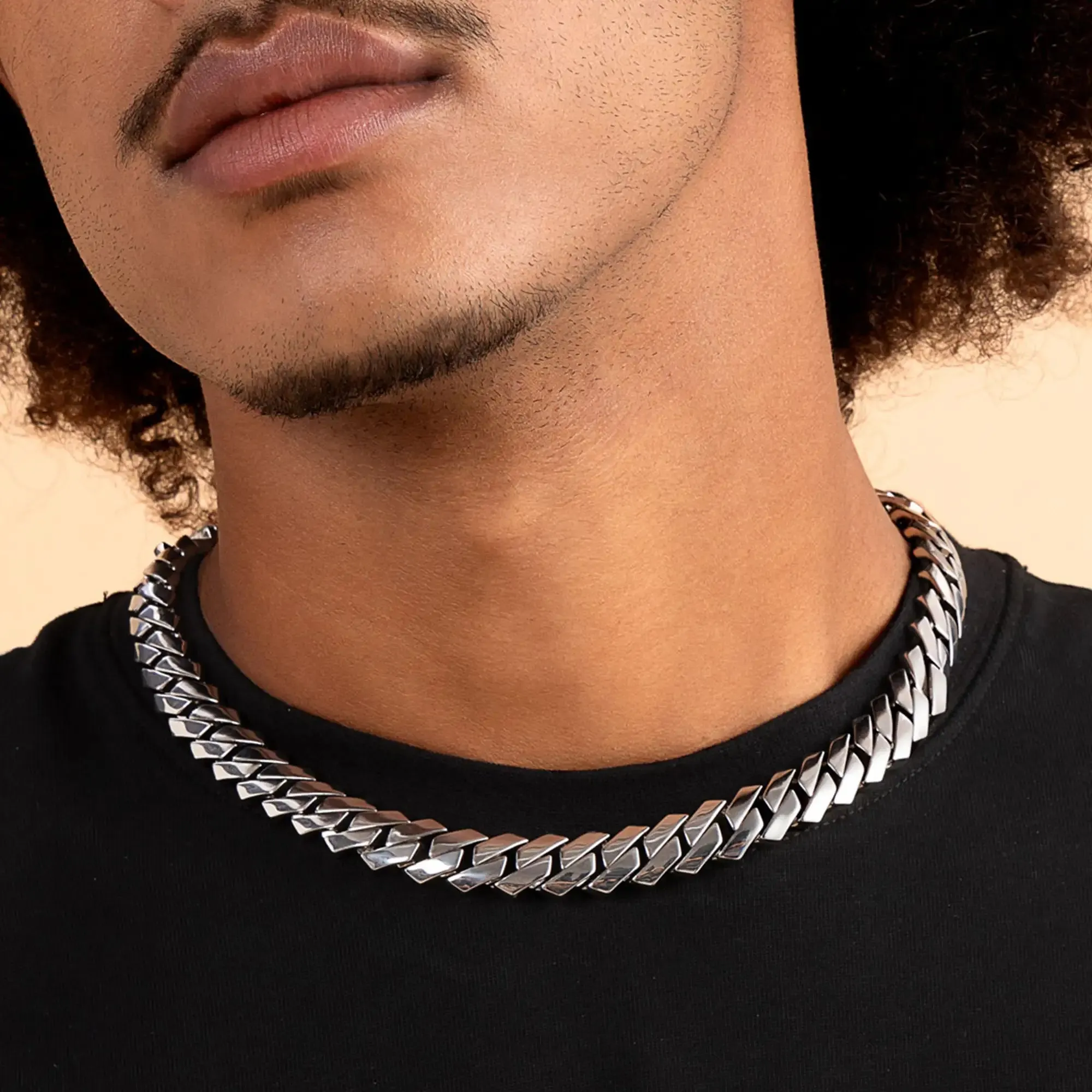 Plain Gold Prong Cuban Link Chain - 12mm