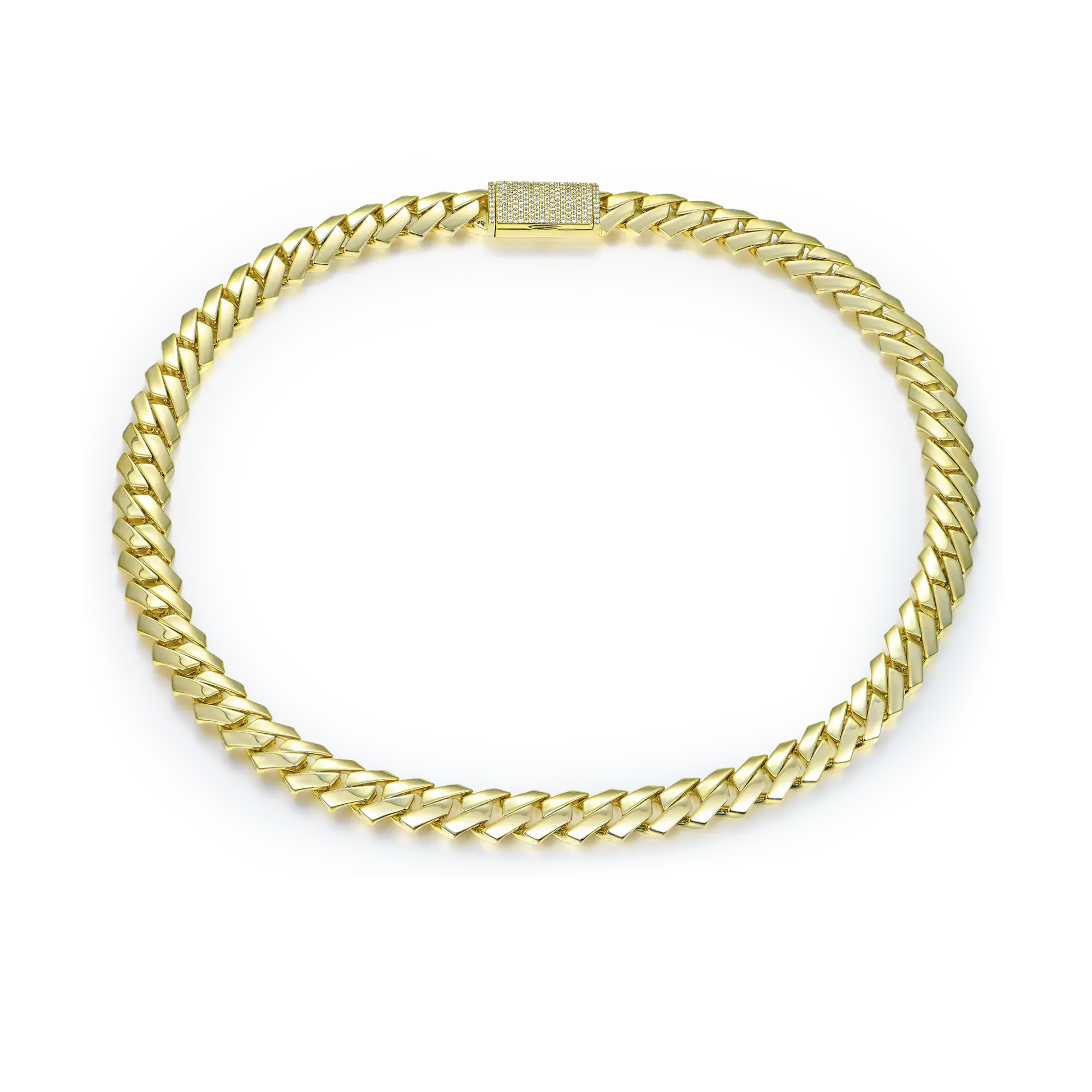 Plain Gold Prong Cuban Link Chain - 12mm