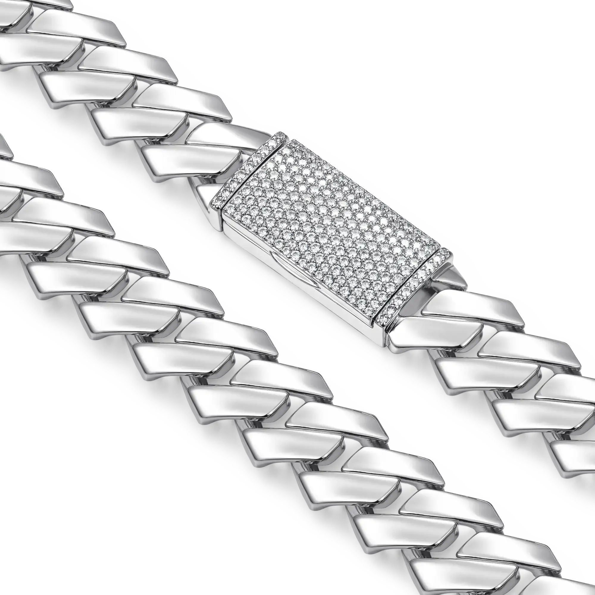 Plain Gold Prong Cuban Link Chain - 15mm