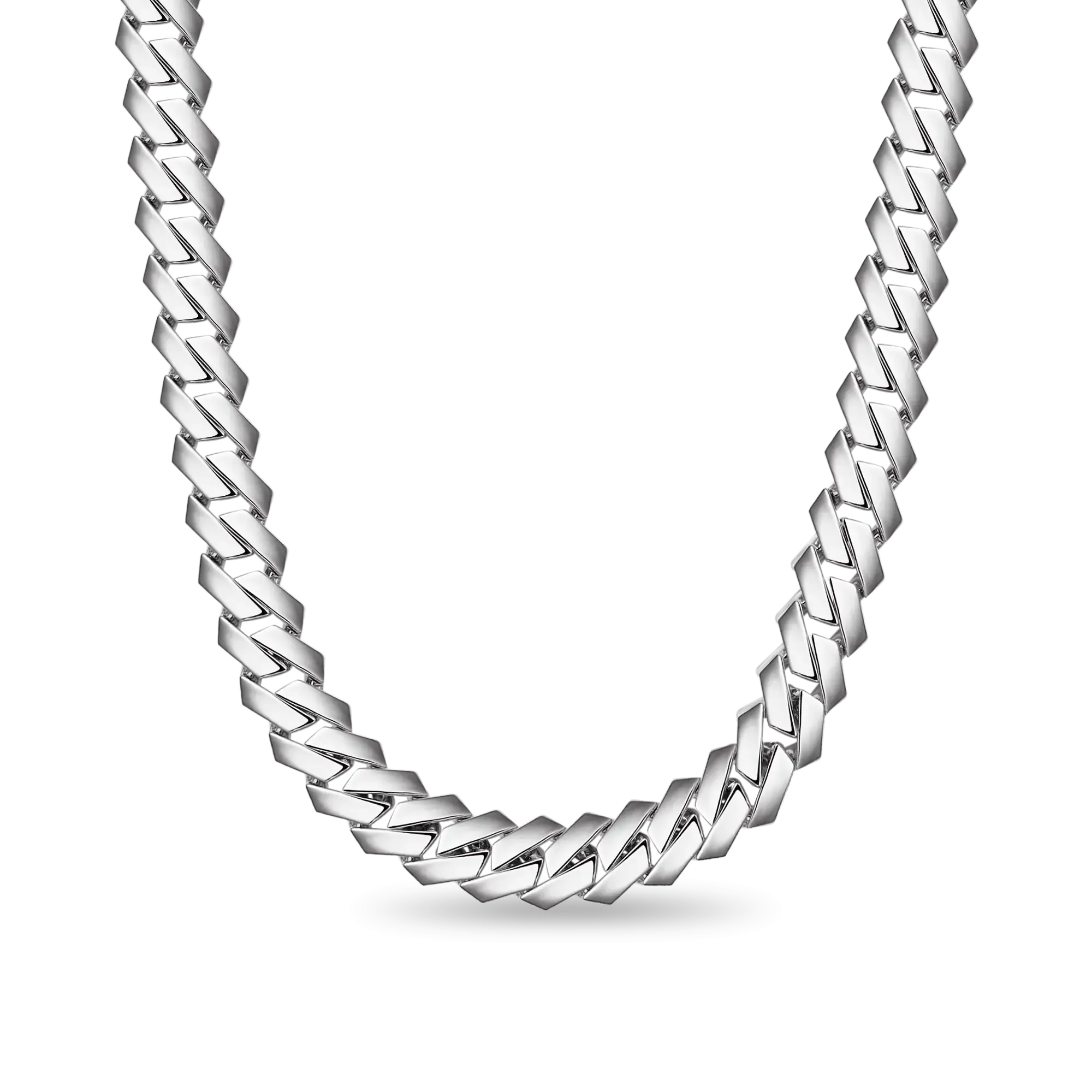 Plain Gold Prong Cuban Link Chain - 15mm