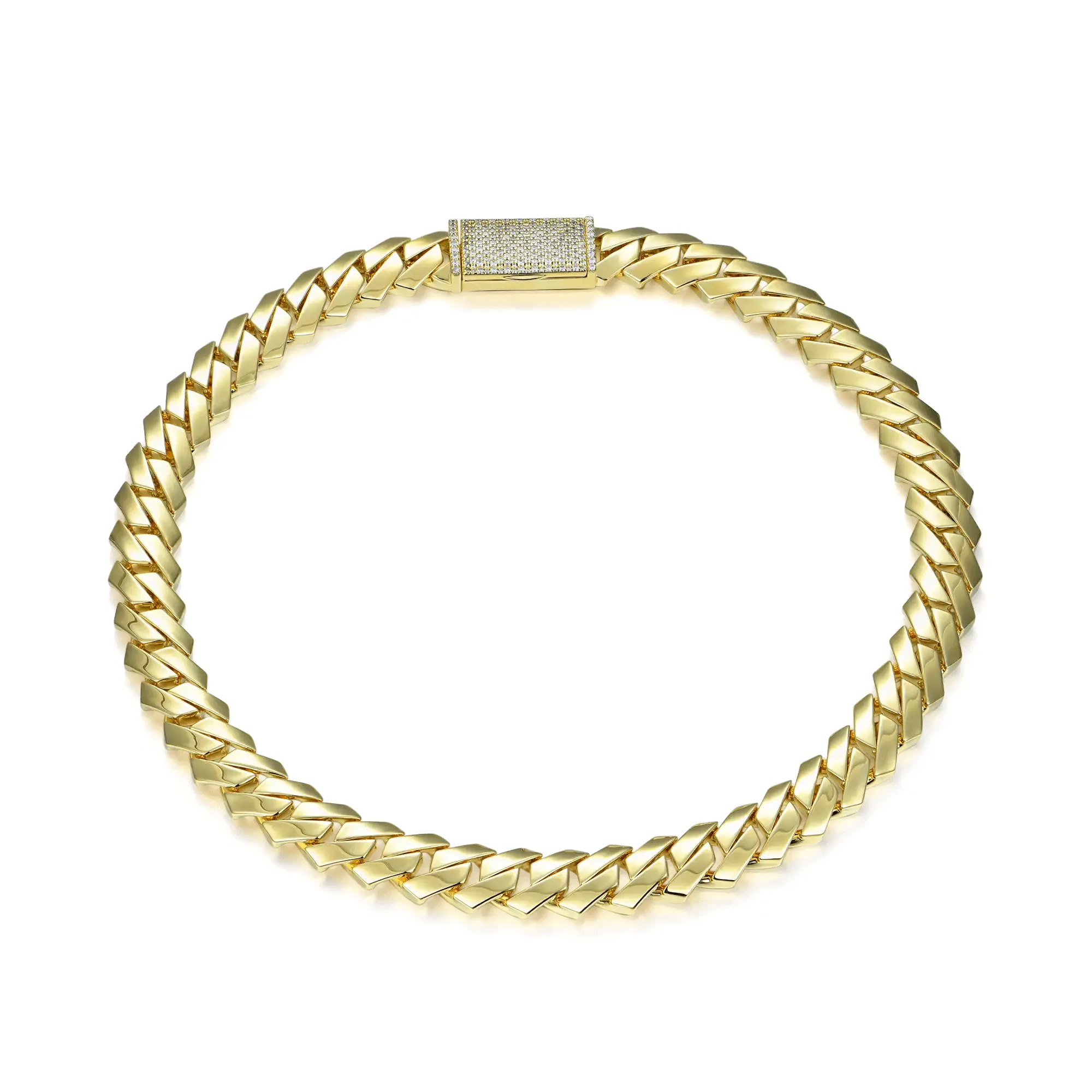 Plain Gold Prong Cuban Link Chain - 15mm