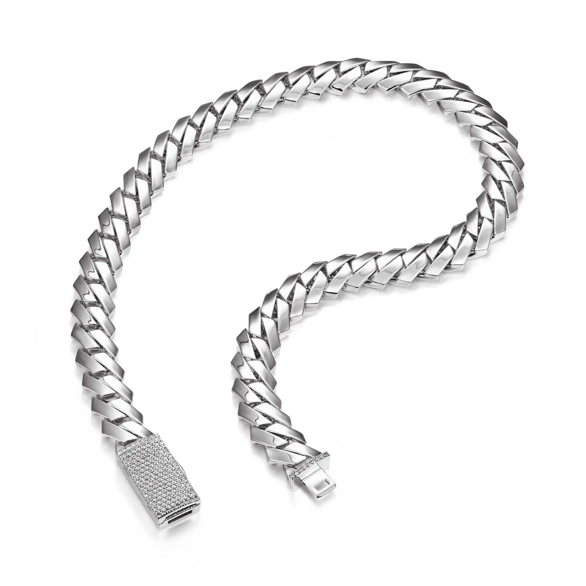 Plain Gold Prong Cuban Link Chain - 15mm