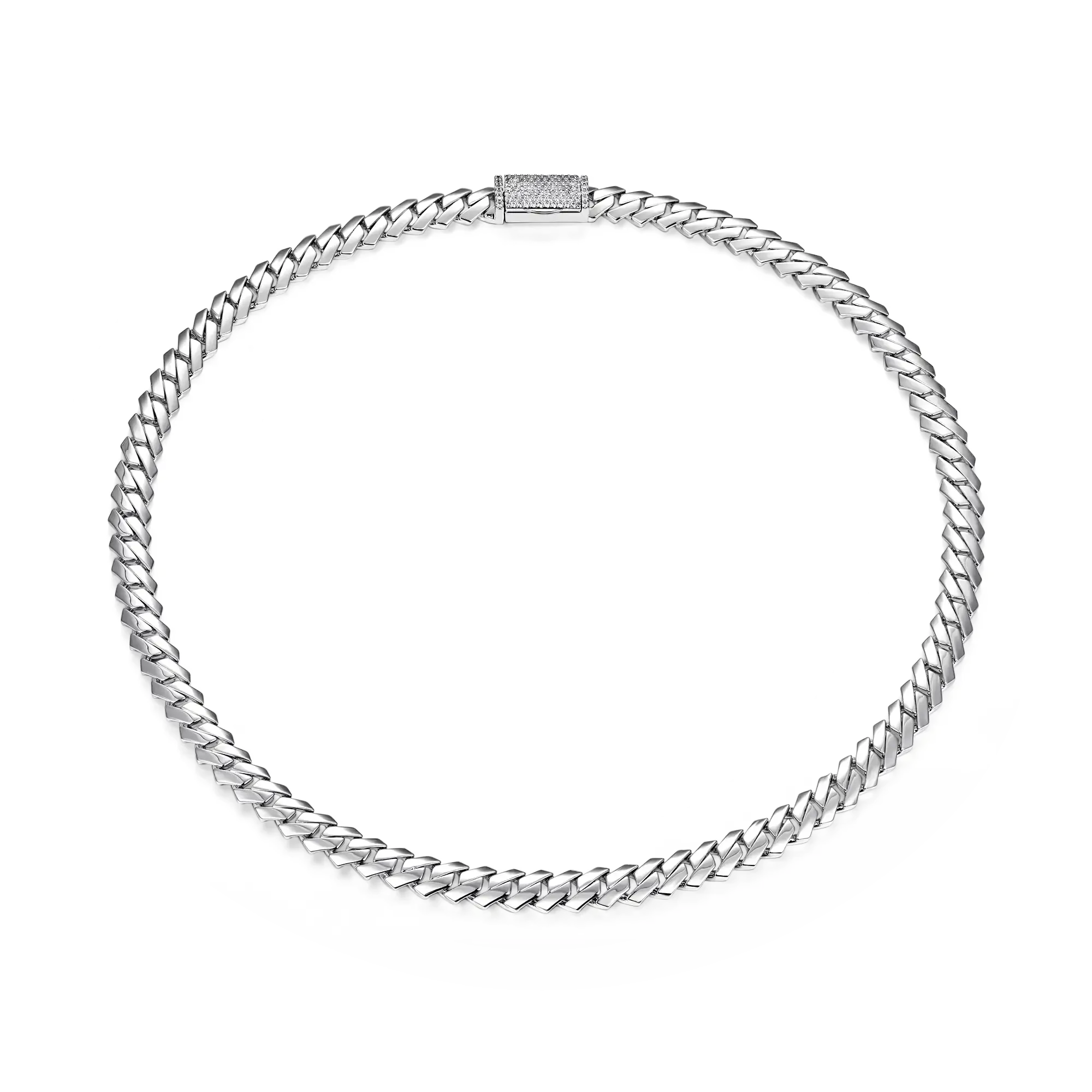 Plain Gold Prong Cuban Link Chain - 8mm