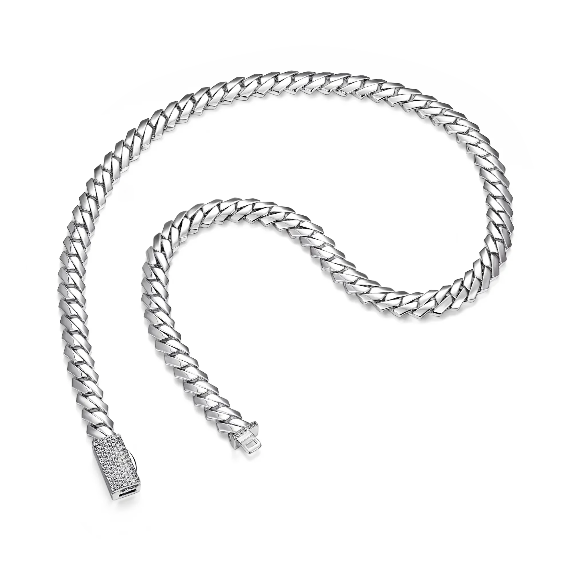 Plain Gold Prong Cuban Link Chain - 8mm
