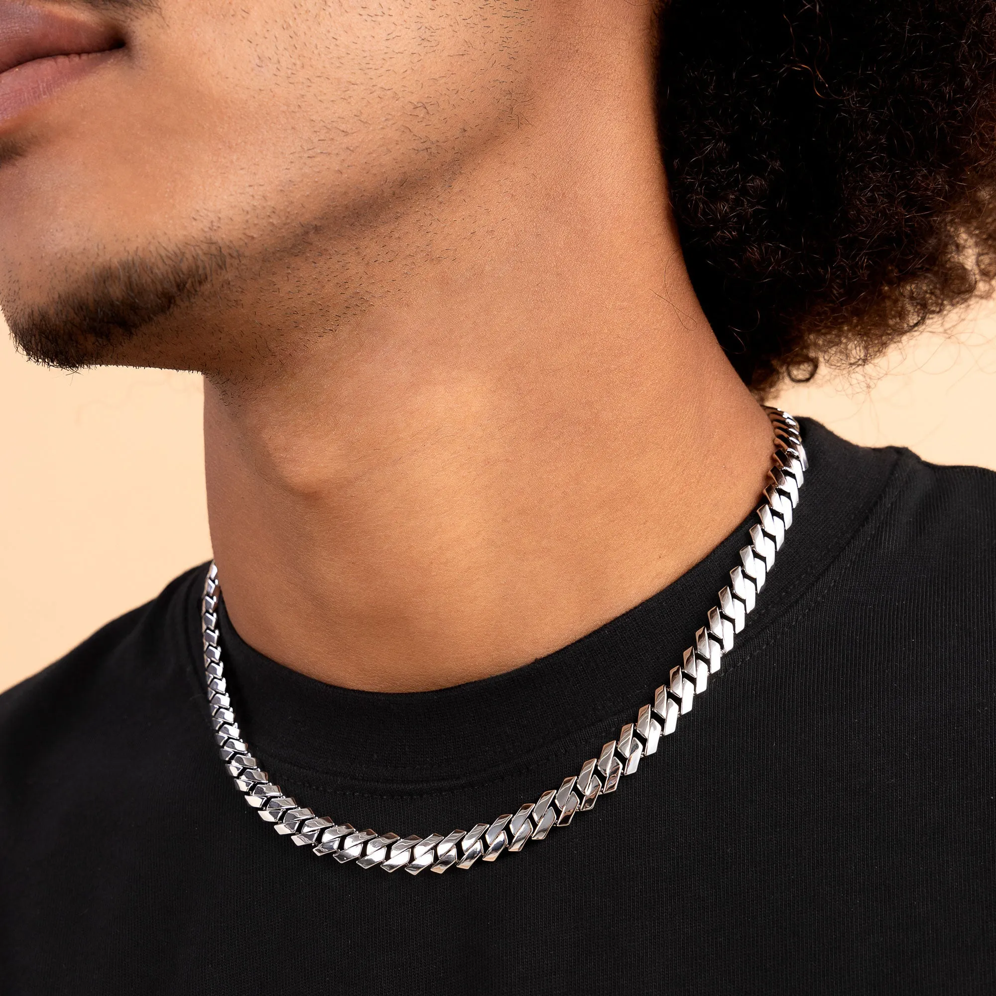 Plain Gold Prong Cuban Link Chain - 8mm