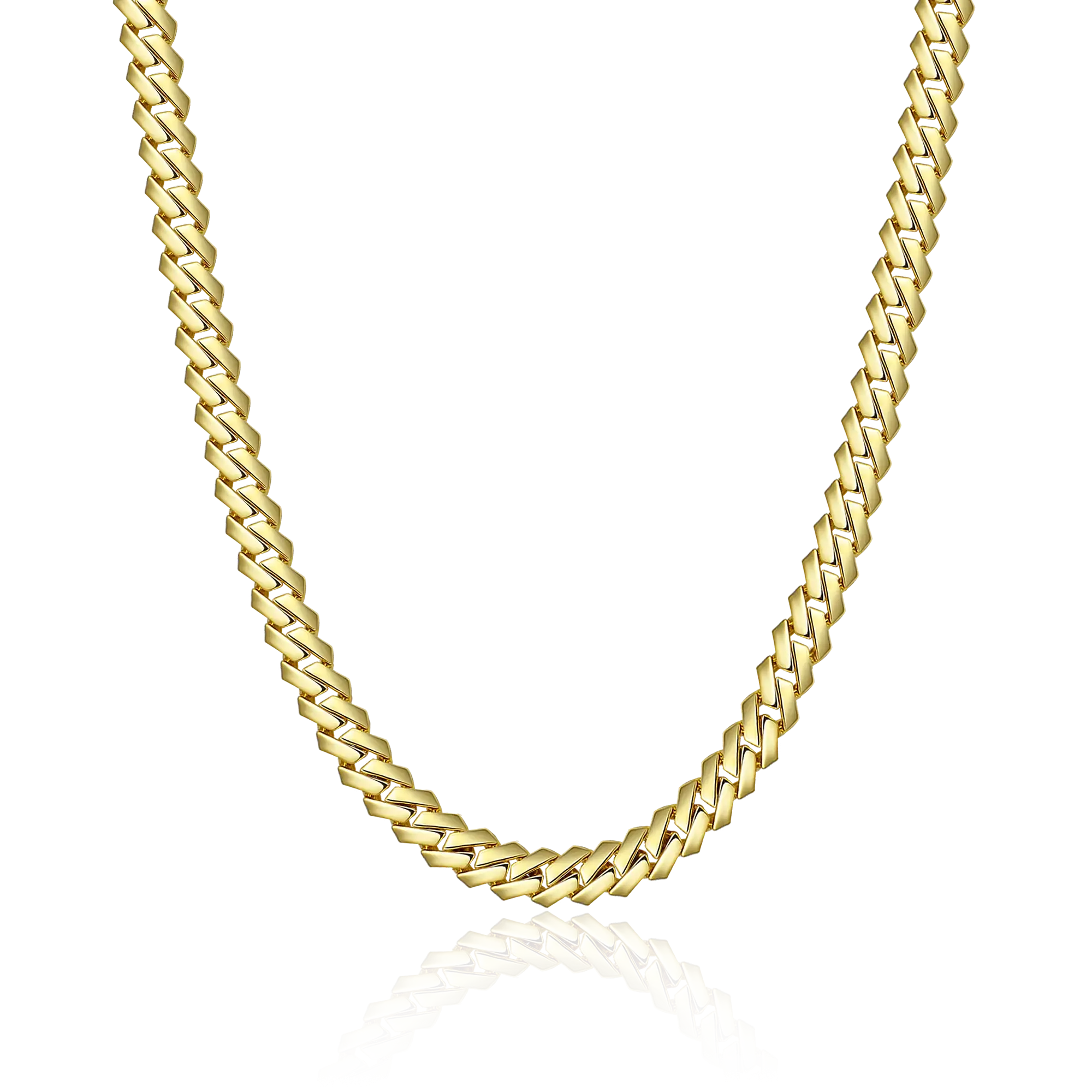 Plain Gold Prong Cuban Link Chain - 8mm
